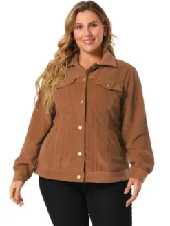 Agnes Orinda Women's Plus Size Jackets Casual Winter Stand Collar Boyfriend Corduroy Jacket -Agnes Sales Store GUEST affa0252 391a 4b23 9ec1 86c945a6a785
