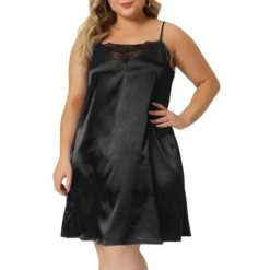 Agnes Orinda Women's Plus Size 2023 Spaghetti Strap Adjustable Lace Insert Satin Cami Nightdress -Agnes Sales Store GUEST b03b9d37 3f56 4f14 a651 f2b8cb5ee48e