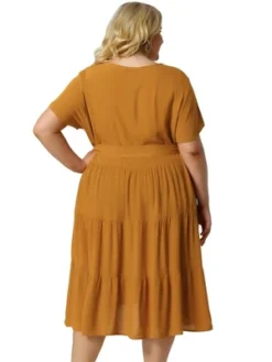 Agnes Orinda Women's Plus Size Lace Inset Babydoll Short Sleeve Shirt Dress -Agnes Sales Store GUEST b0c337ce c97b 4bc4 83f4 e407545ada4c