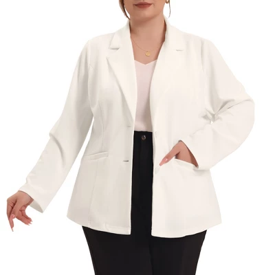 Agnes Orinda Women's Plus Size Button Down Notched Lapel Office Blazers 8 Agnes Orinda Women's Plus Size Button Down Notched Lapel Office Blazers - Image 8