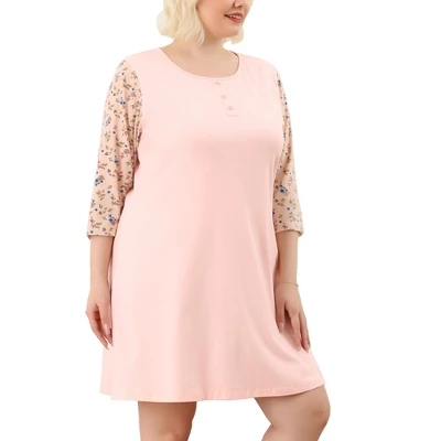 Agnes Orinda Women's Plus Size Cute Floral 3/4 Sleeve Floral Print Nightgowns 8 Agnes Orinda Women's Plus Size Cute Floral 3/4 Sleeve Floral Print Nightgowns - Image 8