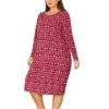 Agnes Orinda Women's Plus Size Comfy Long Sleeve Sleep Dress Nightgown