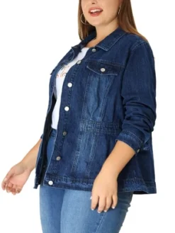 Agnes Orinda Women's Plus Size Classic Denim Washed Front Long Sleeve Jean Jackets -Agnes Sales Store GUEST b3838c12 3a39 4948 8a54 d8a20b858f6b