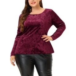Agnes Orinda Women's Plus Size Velvet Long Sleeve Festival Fashion Top -Agnes Sales Store GUEST b3b6ed92 1f51 4bd6 9076 5d7fc905eef2