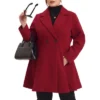 Agnes Orinda Women's Plus Size Elegant A Line Notched Lapel Double Breasted Pea Coats