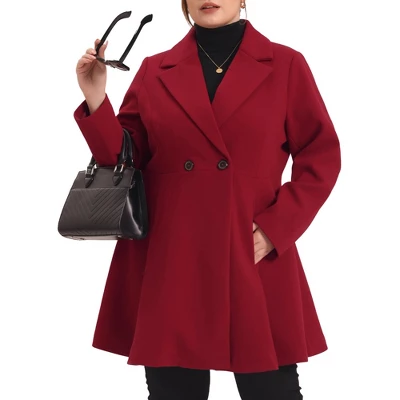 Agnes Orinda Women's Plus Size Elegant A Line Notched Lapel Double Breasted Pea Coats 1 Agnes Orinda Women's Plus Size Elegant A Line Notched Lapel Double Breasted Pea Coats