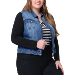 Agnes Orinda Women's Plus Size Trucker Zipper Front Sleeveless Denim Jacket Vests -Agnes Sales Store GUEST b433ccc4 07da 43e4 a083 2d6ee3ec7a6e