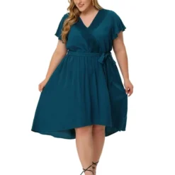 Agnes Orinda Women's Plus Size Short Sleeve Lace Insert High Low Belt A-Line Boho Midi Dress -Agnes Sales Store GUEST b4d02ab4 a6be 4af2 8953 21f76efba9a4