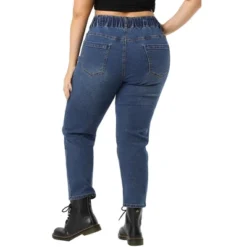 Agnes Orinda Women's Plus Size Pull-On Washed Denim Elastic Waist Stretch Jean -Agnes Sales Store GUEST b5892c16 6a31 4b3a b47f 48317c51d10f