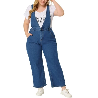 Agnes Orinda Women's Plus Size Denim Overalls Strap Cross Back Jumpsuits 1 Agnes Orinda Women's Plus Size Denim Overalls Strap Cross Back Jumpsuits