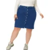 Agnes Orinda Women's Plus Size Denim Casual Mini Pockets Button Jean Pencil Skirts