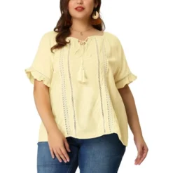 Agnes Orinda Women's Plus Size Lace Hollow Out Ruffle Boho Blouse -Agnes Sales Store GUEST b6319759 f20c 475d b76b 9b7b32d04864