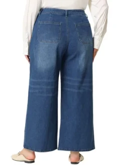 Agnes Orinda Women's Plus Size Wide Leg Stretch Washed Palazzo Denim Jeans -Agnes Sales Store GUEST b6deaf4f 8a61 45eb afcd c79ac3c95b82