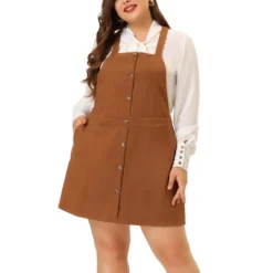 Agnes Orinda Women's Plus Size High Waist A-Line Suede Overall Suspender Dress -Agnes Sales Store GUEST b7521a43 eecb 4a57 940b c6e32a101a50