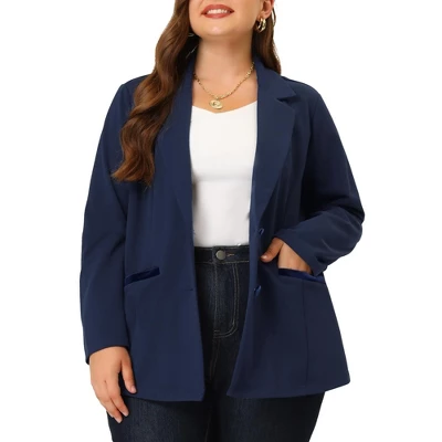 Agnes Orinda Women's Plus Size Button Down Notched Lapel Office Blazers 1 Agnes Orinda Women's Plus Size Button Down Notched Lapel Office Blazers