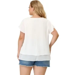 Agnes Orinda Women's Plus Size Casual Flare Sleeve Double Layers Chiffon Blouse -Agnes Sales Store GUEST b9632f13 133f 432d 97fc b85b11f20726