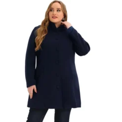 Agnes Orinda Women's Plus Size Elegant Single Breasted Detachable Hooded Trench Overcoats