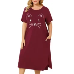Agnes Orinda Womens Plus Size Short Sleeve Cute Cat Print Pockets Nightgown 25 Agnes Orinda Womens Plus Size Short Sleeve Cute Cat Print Pockets Nightgown -Agnes Sales Store GUEST ba397946 7e68 4d3a bd1d 58eea9ebefae