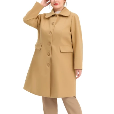 Agnes Orinda Women's Plus Size Coats Peter Pan Collar Single Breasted Long Coat 12 Agnes Orinda Women's Plus Size Coats Peter Pan Collar Single Breasted Long Coat - Image 12