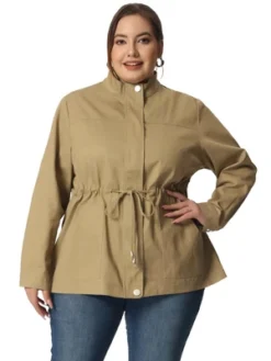 Agnes Orinda Women's Plus Size Winter Zipper Drawstring Waist Long Sleeve Utility With Pockets Fashion Jackets -Agnes Sales Store GUEST bbf0994a 24a2 463e a4ca 573162c30c92