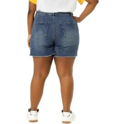 Agnes Orinda Women's Plus Size Raw Hem Slash Pocket Casual Denim Shorts -Agnes Sales Store GUEST bc1510e8 f5b9 47da b062 a10e406f480d