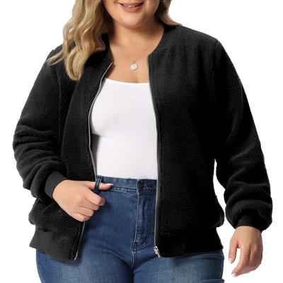 Agnes Orinda Women's Plus Size Shearling Fluffy Fuzzy Long Sleeve Zip Up Fleece Jackets 1 Agnes Orinda Women's Plus Size Shearling Fluffy Fuzzy Long Sleeve Zip Up Fleece Jackets