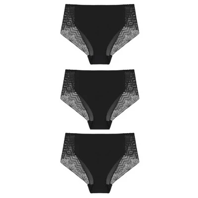 Agnes Orinda Women's 3-Pack Lace Trim Mid-Rise Seamless Brief Stretchy Underwear 8 Agnes Orinda Women's 3-Pack Lace Trim Mid-Rise Seamless Brief Stretchy Underwear - Image 8
