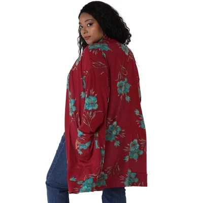 Agnes Orinda Women's Plus Size Lightweight Open Front Knit Floral Cardigan 3 Agnes Orinda Women's Plus Size Lightweight Open Front Knit Floral Cardigan - Image 3