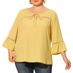 Agnes Orinda Women's Plus Size Holiday 3/4 Flare Sleeve Peasant Keyhole Tie Boho Blouse 9 Agnes Orinda Women's Plus Size Holiday 3/4 Flare Sleeve Peasant Keyhole Tie Boho Blouse -Agnes Sales Store GUEST bddf89fe f0ee 407a 91b3 d16ce19a6075