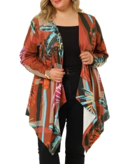 Agnes Orinda Women's Plus Size Tropical Asymmetrical Hem Knit Cardigan 11 Agnes Orinda Women's Plus Size Tropical Asymmetrical Hem Knit Cardigan -Agnes Sales Store GUEST bdec552b 38aa 468f 863b fbde53b1645e