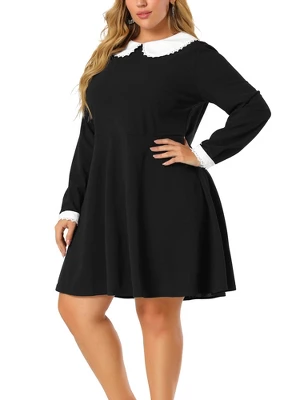Agnes Orinda Women's Plus Size Peter Pan Collar A-Line Elegant Formal A Line Dress 1 Agnes Orinda Women's Plus Size Peter Pan Collar A-Line Elegant Formal A Line Dress
