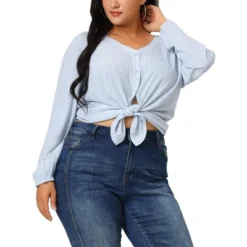 Agnes Orinda Plus Size Top For Women Long Sleeve V Neck Full Placket Casual Shirts Tops Valentine Day -Agnes Sales Store GUEST be39b9de 006e 4858 aea0 e86424f0bcc7
