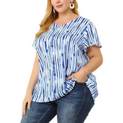 Agnes Orinda Women's Plus Size Cute Short Sleeve Casual Stripe Tops 6 Agnes Orinda Women's Plus Size Cute Short Sleeve Casual Stripe Tops - Image 6