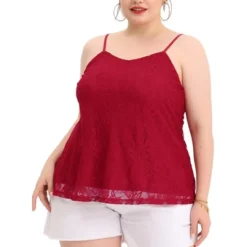 Agnes Orinda Women's Plus Size Lace Floral Adjustable Strap Elegant Camisole -Agnes Sales Store GUEST bebe2da2 47fe 4a5f 816b 498ed82c3516