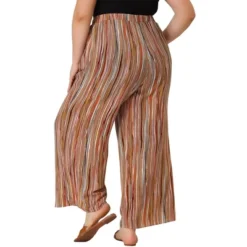 Agnes Orinda Women's Plus Size Boho Palazzo Lounge Wide Leg Pants With Elastic Waist And Stripe -Agnes Sales Store GUEST bec6bd60 941b 407d b4ee 9655a5213033