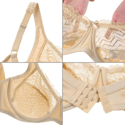 Agnes Orinda Women's Plus Size Underwire Push-Up Lace Trim Adjustable Straps Comfort Bra And Panty Set 2 Agnes Orinda Women's Plus Size Underwire Push-Up Lace Trim Adjustable Straps Comfort Bra And Panty Set - Image 2