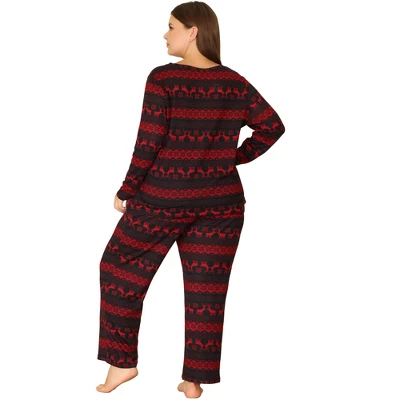 Agnes Orinda Women's Plus Size Winter 2 Piece Soft Long Sleeve Pajama Set 3 Agnes Orinda Women's Plus Size Winter 2 Piece Soft Long Sleeve Pajama Set - Image 3