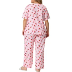 Agnes Orinda Women's Plus Size Short Sleeve Cherry Print Elastic Soft Pockets Pajama Set 2 Pcs -Agnes Sales Store GUEST bf8c4bc2 5284 4953 aa19 cbdcb1817208