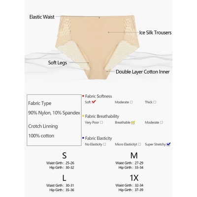 Agnes Orinda Women's 3-Pack Lace Trim Mid-Rise Seamless Brief Stretchy Underwear 4 Agnes Orinda Women's 3-Pack Lace Trim Mid-Rise Seamless Brief Stretchy Underwear - Image 4