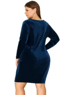 Agnes Orinda Women's Plus Size Long Sleeve Velvet Bodycon Ruched Cocktail Party Dress -Agnes Sales Store GUEST c00c16e1 4288 4c83 9879 ca784b9beb72