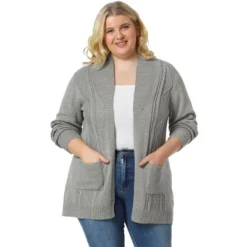 Agnes Orinda Women's Plus Size Winter Outerwear Open Front Knit Sweater Cardigan -Agnes Sales Store GUEST c022a925 768b 4822 a293 432de10f32c0