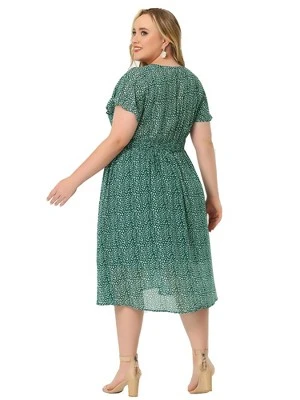 Agnes Orinda Women's Plus Size Trendy Smocked Waist A-Line Flowy Chiffon Midi Sundress 3 Agnes Orinda Women's Plus Size Trendy Smocked Waist A-Line Flowy Chiffon Midi Sundress - Image 3