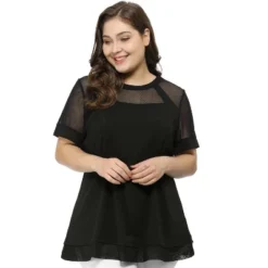 Agnes Orinda Women's Plus Size Round Neck Lace Swing Yoke Top -Agnes Sales Store GUEST c0990160 19cb 49de b5bd 77ec6f38c3c2