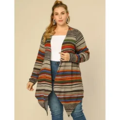 Agnes Orinda Women's Plus Size Kimonos Boho Striped Open Front Cardigan -Agnes Sales Store GUEST c0ab611b d918 4190 9b00 055dd6295052