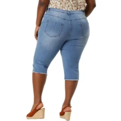 Agnes Orinda Women's Plus Size Capri Ripped Slash Pocket Raw Hem Denim Jeans -Agnes Sales Store GUEST c0ba77c3 9e3f 4e9c b447 fea7bd7856f6