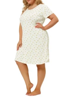 Agnes Orinda Women's Plus Size Short Sleeve Comfort Nightgown