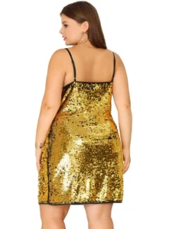 Agnes Orinda Women's Plus Size Glitter Sequin Spaghetti Strap Party Clubwear Mini Dress -Agnes Sales Store GUEST c0fc4b78 dbd3 492d bdda 5e2f439f8072