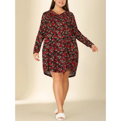 Agnes Orinda Women's Plus Size Floral Notched Lapel Button Up Nightgown 1 Agnes Orinda Women's Plus Size Floral Notched Lapel Button Up Nightgown
