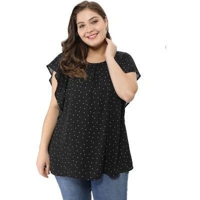 Agnes Orinda Women's Plus Size Summer Chiffon Polka Dots Top 1 Agnes Orinda Women's Plus Size Summer Chiffon Polka Dots Top
