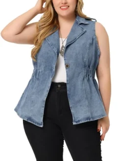 Agnes Orinda Women's Plus Size Outfits Fashion Sleeveless Elastic Waist Button Denim Vests -Agnes Sales Store GUEST c2d5b60e cfd2 49e7 a695 be06339f9fb7